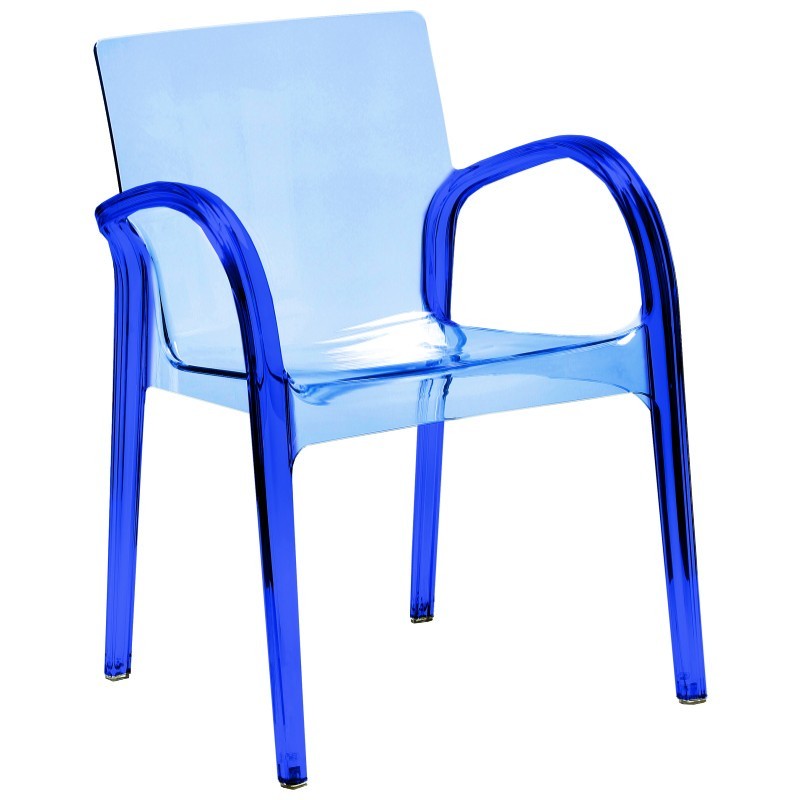 Dejavu Clear Plastic Arm Chair Blue ISP032